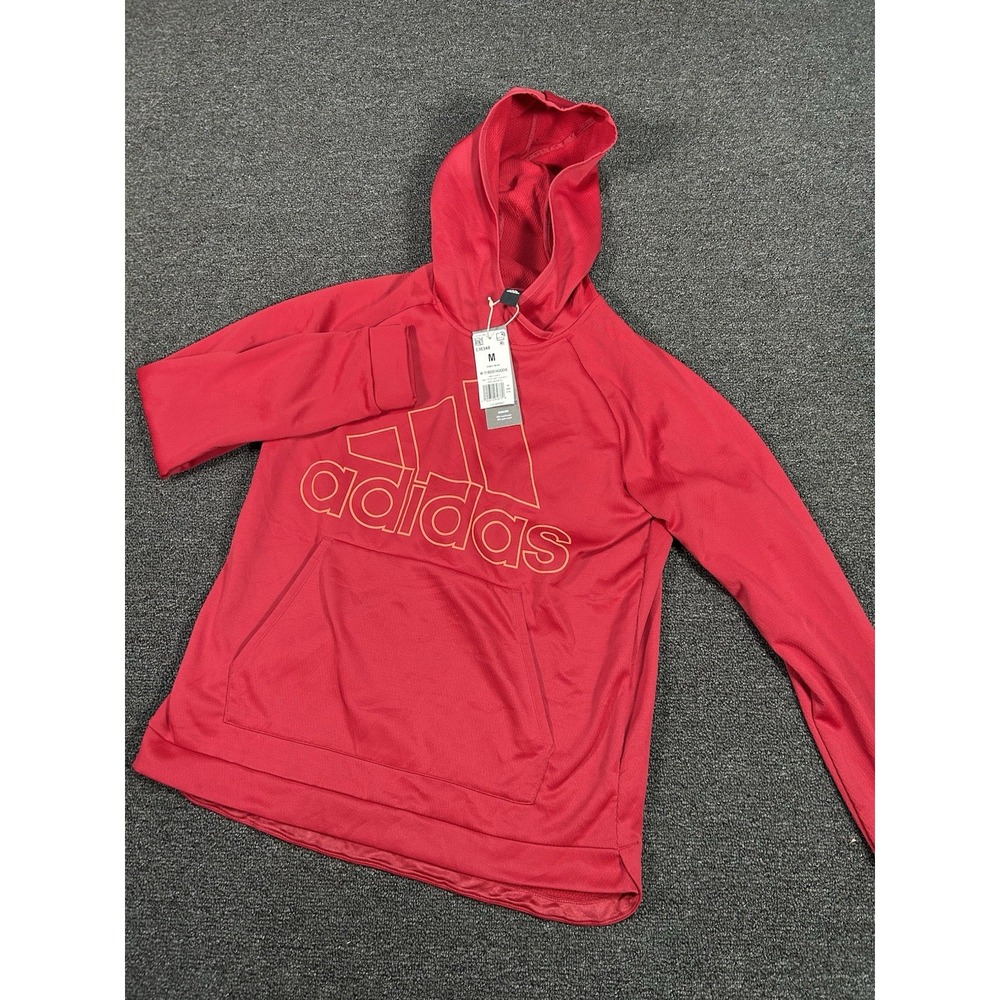 New Adidas Hoodie Women's Medium Red Climawarm BOS Pullover Gym Training Logo‎